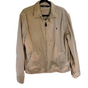 Vintage Polo by Ralph Lauren Cotton Khaki Zip Jacket Size Large